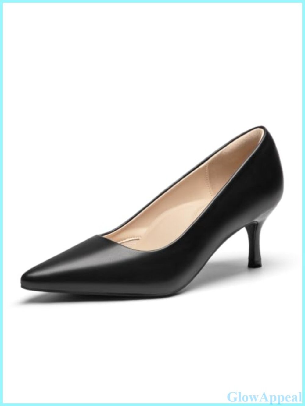 Faux Leather Closed Pointed Toe Kitten Heel Pumps Comfort Work Shoes